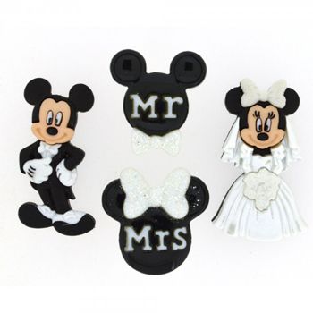Boton decorativo 8813 mickey an minnie wedding boda-BD0460