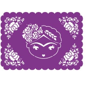 Mantel frida flores morado 40.5 x 28.5 cm-FT0060