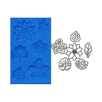 Molde silicon p/pasta no 2 flor y hoja grande-MA0773