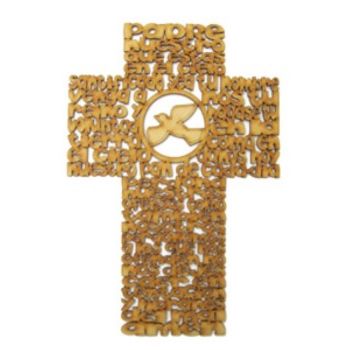 Cruz padre nuestro con figura paloma 28 cms x 19 cms-ML0776