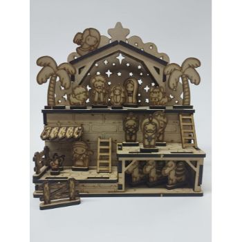 Nacimiento casita y animalitos 34.3 x 38  cms-MLN949