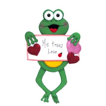 Molde no.446 rana de fieltro con letrero de corazones       -MO0445