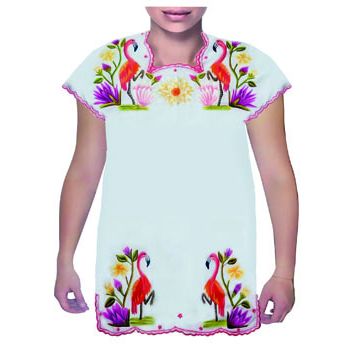 Molde h-57 blusa flamingos con flor de pitaya               -MO2320