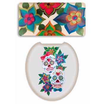 Molde w-1906 juego de baã‘o craneo con flores               -MW2113