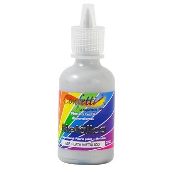 Pintura confetti dimensional 605 plata metálico 30 ml-PI7204