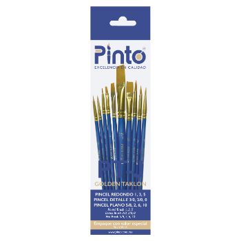 Ptj pincel pinto taklon multiusos set 10 p. dorado-PI7223