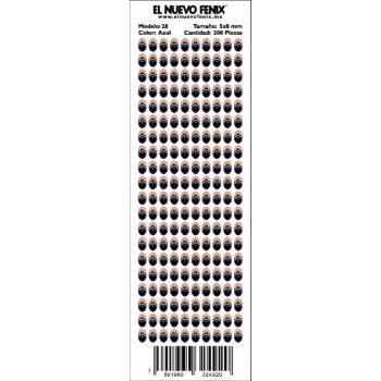 Planilla de ojos modelo 28 5x8mm azul 200 pzas. nacional-PL0247
