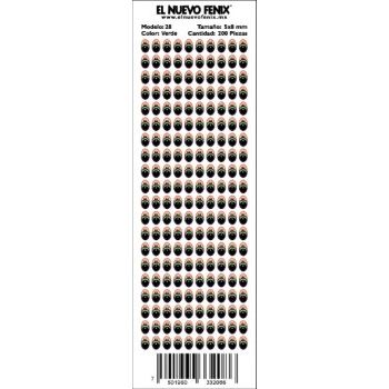 Planilla de ojos modelo 28 5x8mm verde 200 pzas. nacional-PL0250