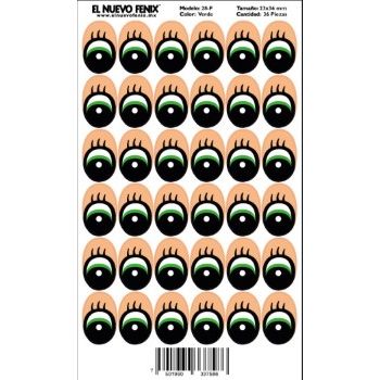 Planilla 28-f ojo verde 36 pzas. nacional 23 x 36 mm-PL0286