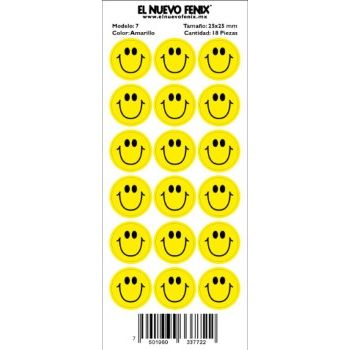 Planilla 7 cara feliz amarillo 18 pzas. nacional 25 x 25 mm-PL0292