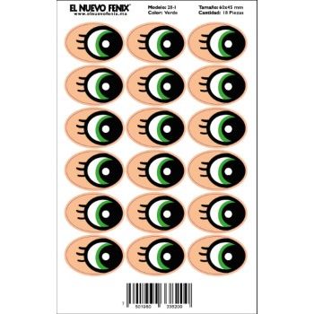 Planilla 28-i ojo verde 18 pzas. nacional 60 x 45 mm-PL0299