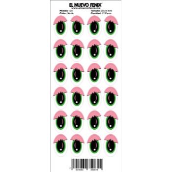 Planilla 120 ojo verde 12 pares. nacional 23 x 36 mm-PL0313