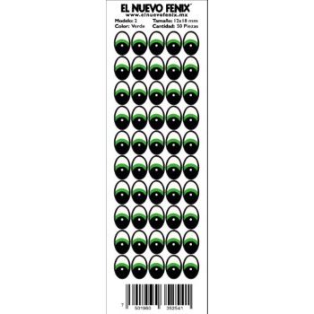 Planilla 2 ojo verde 50 pzas. nacional 12 x 18 mm-PL0328