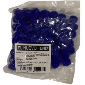 Pom pom 7 mm azul rey 100 pzas.-PO0113