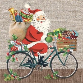 33310695 santa on bike servilleta alemana napkin 33 -SE0348