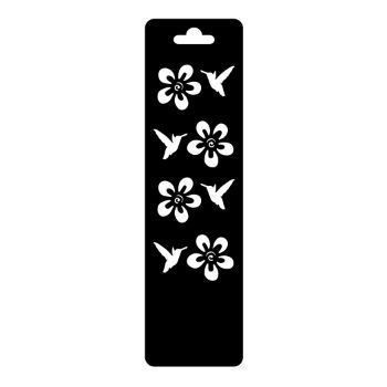 Estencil  mini colibri con flor papel kraft 5.13 x 14.8 cms-ST0419