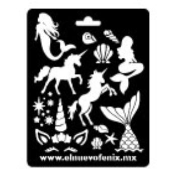 Estencil  sirenas unicornios  polypap 31 x 20 cms-ST0427