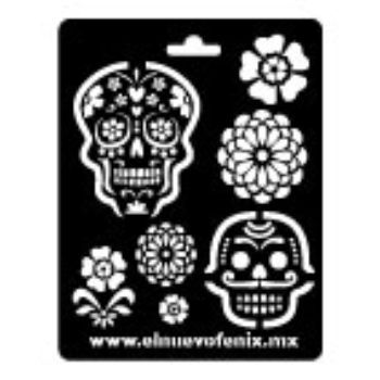 Estencil calaveras de azucar polypap 31 x 20 cms-ST0442